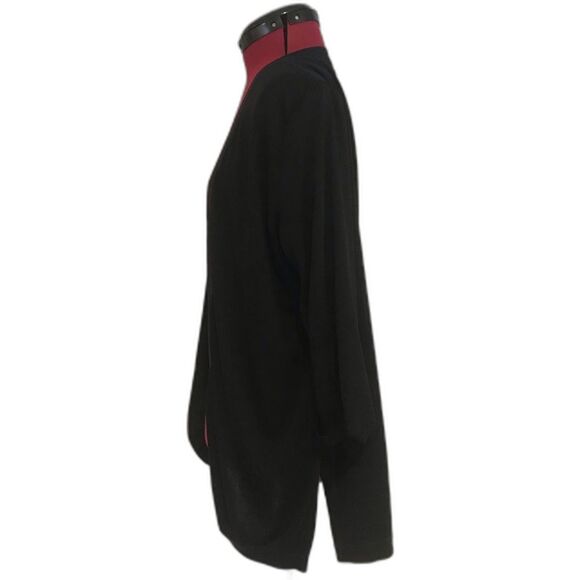 Exclusively Misook Acrylic Knit Jacket Size Medium Black Open Front 3/4 Sleeve - Picture 3 of 9